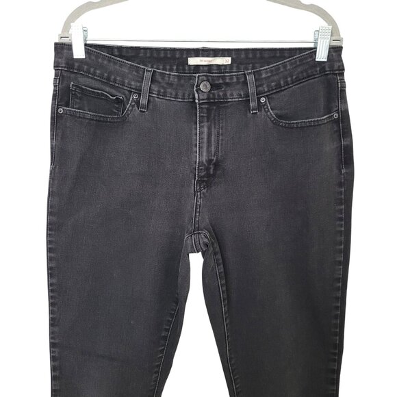 Levis 711 Skinny Jeans Womens Size 32 Black Mid-Rise Stretch Denim - Picture 3 of 8